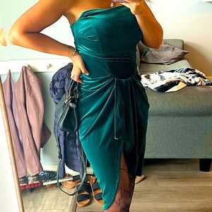Beautiful Hunter green velvet corset dress